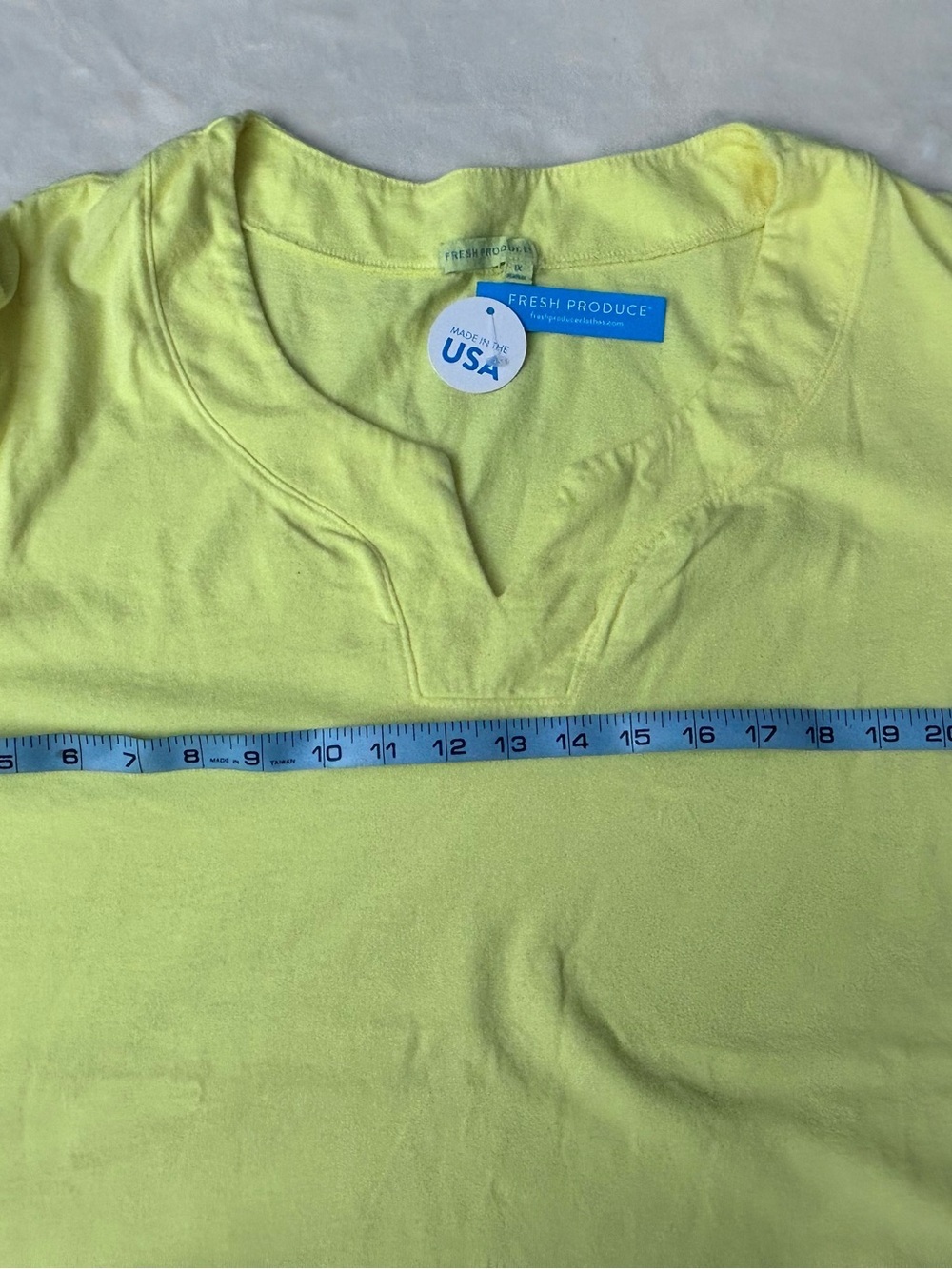 fresh produce Women’s NWT Yellow V-Notch 100% Cotton Tunic 3/4 sleeves Size 1X - Picture 5 of 11